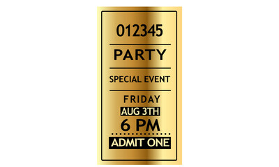 golden party  ticket 