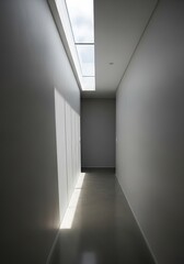 Fototapeta premium Illuminated modern corridor with minimalist design and natural daylight