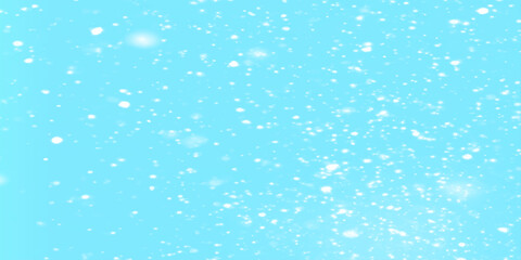 soft blurred sparkle white snow is falling on the blue background, Blue snowfall background with soft falling snowflakes, winter seasonal atmosphere, winter morning Snowflakes are falling from blue.