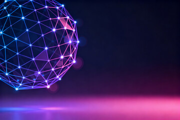 Abstract digital sphere with glowing nodes
