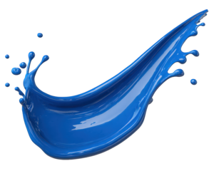 Blue ink splash fluid motion artistic element photorealistic dynamic creative abstract isolated on white modern expressive design