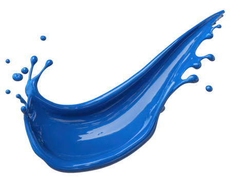Blue ink splash fluid motion artistic element photorealistic dynamic creative abstract isolated on white modern expressive design