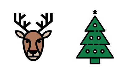 Reindeer and Tree Icons