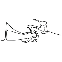 logo design continuous line washing hands with running water