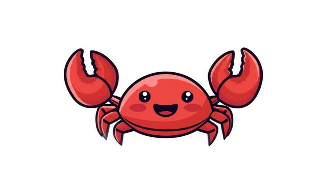 Cartoon crab illustration with red color and smiling expression