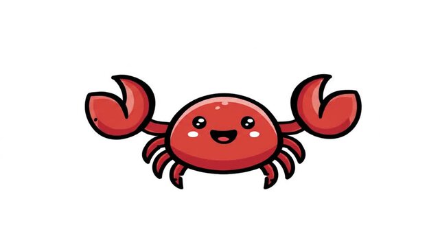 Cartoon crab character illustration with red color and smiling expression