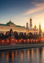 Moscow Kremlin at Sunset - A Majestic View of Russian History.