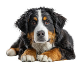 Playful bernese mountain dog pet soft light isolated on transparent background