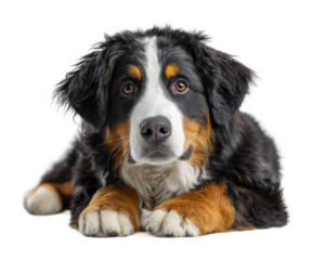 Playful bernese mountain dog pet soft light isolated on transparent background