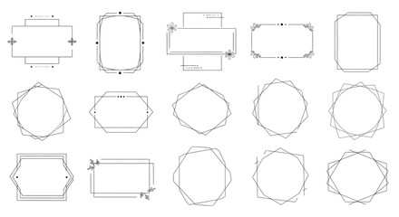 Simple line frame set illustration material for headings and titles, white background
