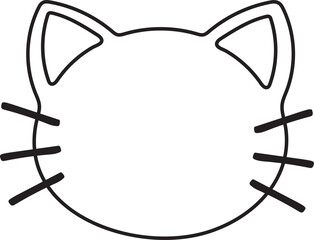 Adorable Black Cat Face Outline Vector Design Template Background