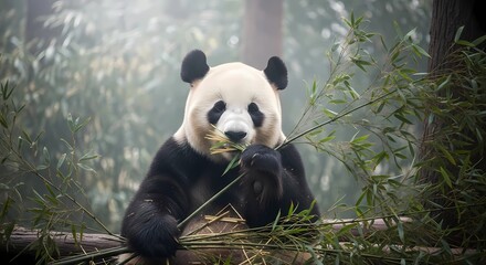 giant panda eating bamboo