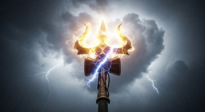 Shiva's Divine Trishul Energy at Kailash Mountain - Powered by Adobe