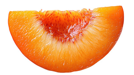 A bright apricot slice showcasing its vibrant color and fresh, juicy texture PNG format.