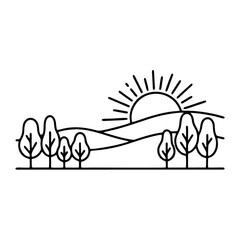 Minimalist landscape silhouette vector