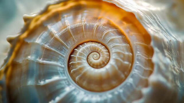 Close up of a nautilus shell spiral pattern.