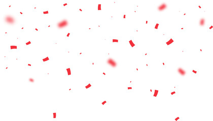 Falling festive confetti. Red flying confetti.