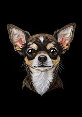 Chihuahua Portrait - A Detailed Study of a Beloved Breed on Black.
