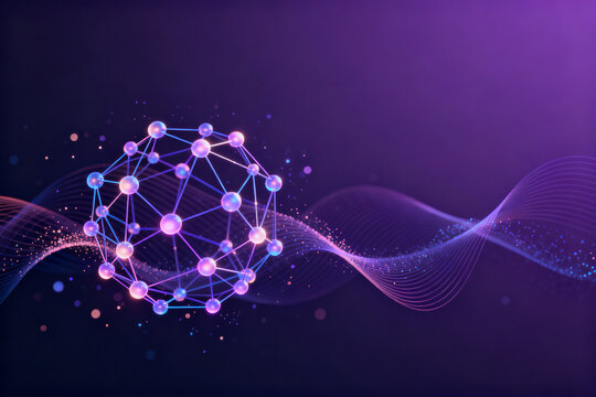 Abstract digital molecule and wave pattern