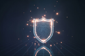 Glowing Digital Shield Security Protection Abstract Background
