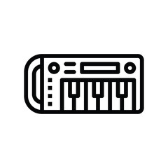 Line Art Icon of a Compact Electronic Keyboard Musical Instrument on a Transparent Background