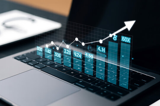 Laptop Financial Growth Data Business