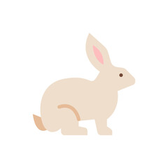 Light Brown Rabbit Sitting on Transparent Background Facing Right With Pink Inner Ears and Dark Eyes Simple Flat Design Style