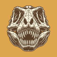 Tyrannosaurus Rex Skull Front View Vector Design