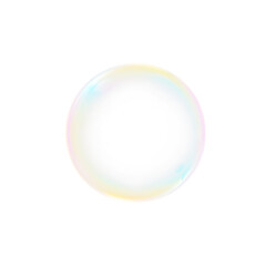 charming PNG overlay of a shimmering soap bubble with vivid rainbow reflections on a transparent background. High quality photo