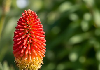 Vibrant Red Hot Poker Flower in Natural Light.