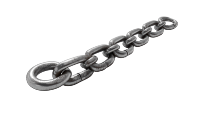 Metallic chain with strong and durable links for industrial use, PNG, isolated on transparent background.