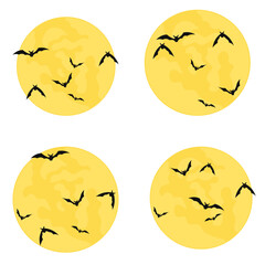 vector illustration of a full moon and bats