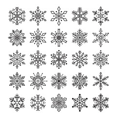 겨울 눈꽃 결정 라인 아이콘