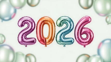 Obraz premium 2026 new year celebration with balloon isolated on white background