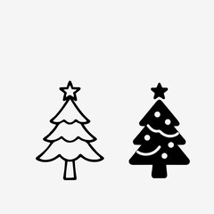 Minimal Outline Christmas Tree Icon for Holiday Design and Decoration