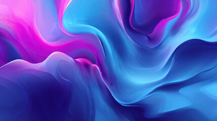 Obraz premium Vibrant abstract artwork showcases fluid waves of blue, purple, and pink hues with a smooth gradient.