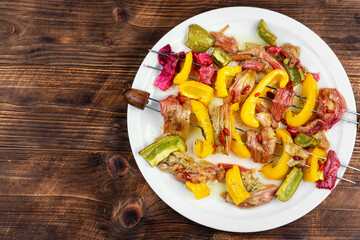 Vegetable rhubarb kebab.