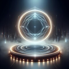 Halo Geometry Stand — Futuristic Circular Display