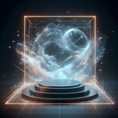 Quantum Frame Display — Energy-Frame Glass Podium