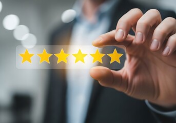 Customer Feedback - Hand Holding Five Stars for Excellent Service and Satisfaction.