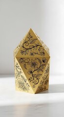 Ornate Paper Lantern with Floral Design on White Surface.