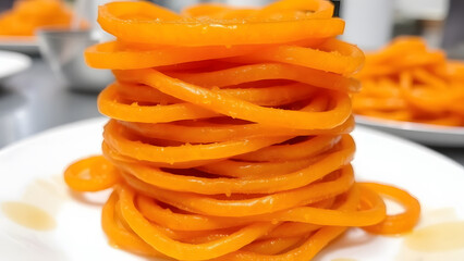 South Asian sweet delicious jalebi, sweet rings, Italian dish