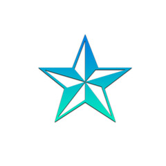 Obraz premium A five pointed star with a blue and green gradient on a black background in a simple design on transparent background