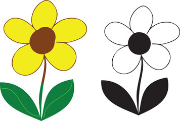 vector illustration of a flower with colorful and black white on white background