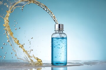 Water Bottle Fresh Liquid Splash Clean Hydration Refreshment Still Life