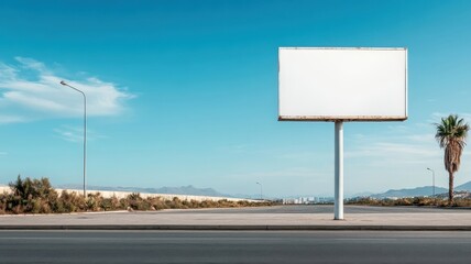 Stark white billboard on deserted street, emphasizing potential for powerful message.