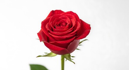 Elegant Red Rose Blossom on White Background - A Symbol of Love.