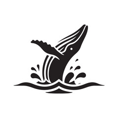 humpback whale breaching vector silhouette clip art logo design illustration
