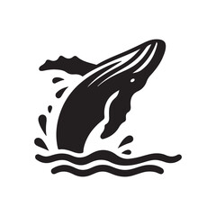 humpback whale breaching vector silhouette clip art logo design illustration