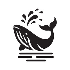 humpback whale breaching vector silhouette clip art logo design illustration